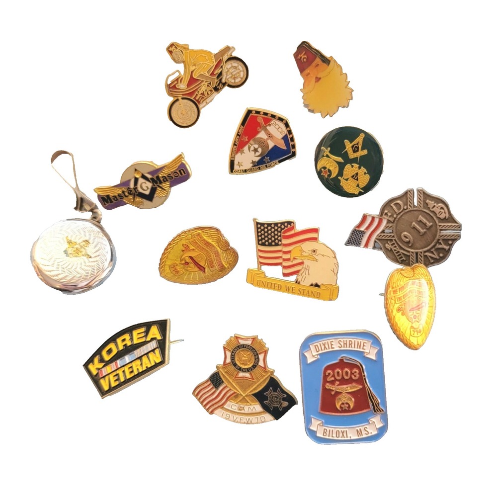 Vintage Multicolor Shriner Motorcycle Pin Lot Enameled Masonic Fraternity 12pc